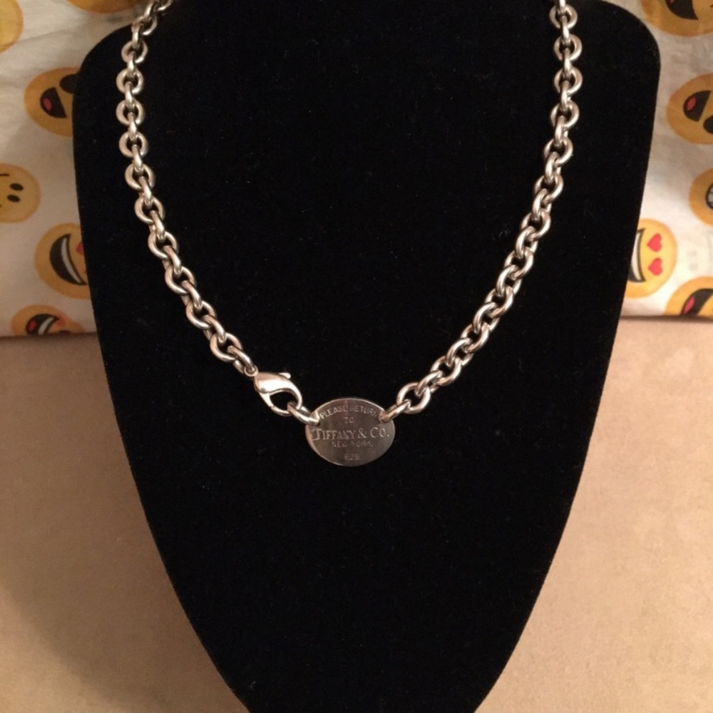 TIFFANY & CO OVAL TAG CHOKER 925 NECKLACE